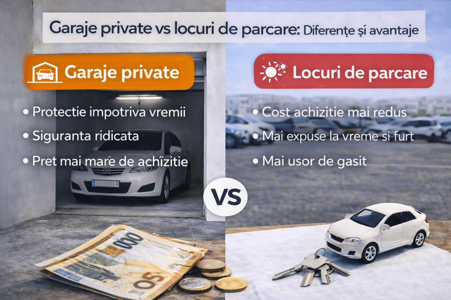 Garaje private vs locuri de parcare: Diferențe și avantaje